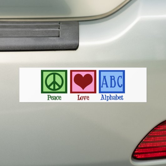 Peace Love ABC's Bumpersticker (Op auto)