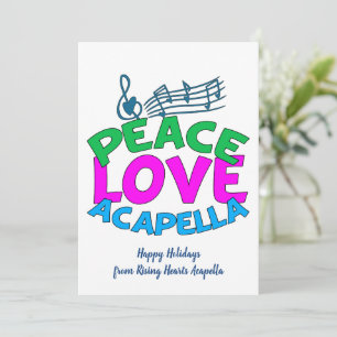 Peace Love Acapella Groep Schattige  Feestdagenkaart
