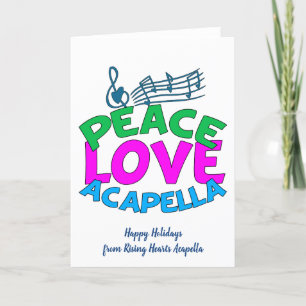 Peace Love Acapella Group Cute Custom Kerstmis Feestdagen Kaart