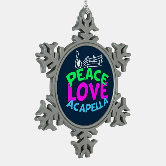 Peace Love Acapella Tin Sneeuwvlok Ornament (Links)