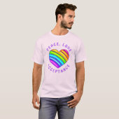 Peace, Love, Acceptance Rainbow Pride Heart Shirt (Voorkant volledig)