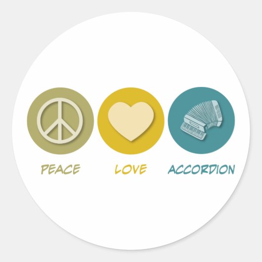 Peace Love Accordion Ronde Sticker (Voorkant)