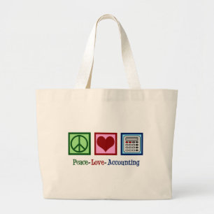 Peace Love Accounting Accountant Grote Tote Bag