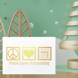 Peace Love Accounting Company Custom Gold Foil Folie Kaarten