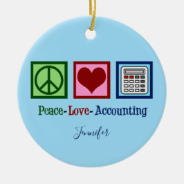 Peace Love Accounting Cute Custom Accountant Keramisch Ornament