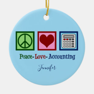 Peace Love Accounting Cute Custom Accountant Keramisch Ornament