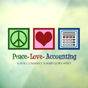 Peace Love Accounting Kantoor Raamsticker