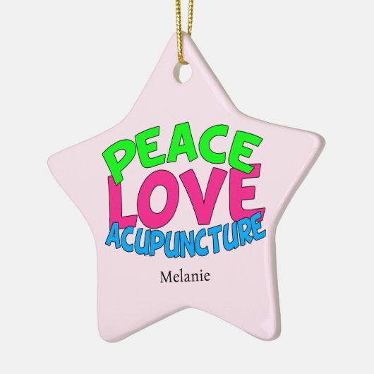 Peace Love Acupunction Keramisch Ornament (Links)