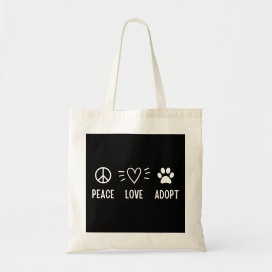 Peace Love Adopt Tote Bag (Voorkant)