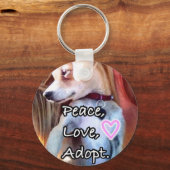 Peace, Love, Adoption Rescue Dog Sleutelhanger (Voorkant)