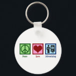 Peace Love Adverteren Executive Sleutelhanger<br><div class="desc">Peace Love Adverteren. Een schattig geschenk ad exec voor een manager die adverteert en adverteert voor creëer voor een bedrijf of bedrijf. Cadeau van Cool Advertentie Manager.</div>