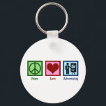 Peace Love Adverteren Executive Sleutelhanger<br><div class="desc">Peace Love Adverteren. Een schattig geschenk ad exec voor een manager die adverteert en adverteert voor creëer voor een bedrijf of bedrijf. Cadeau van Cool Advertentie Manager.</div>