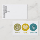 Peace Love Advocate Visitekaartje (Voorkant / Achterkant)