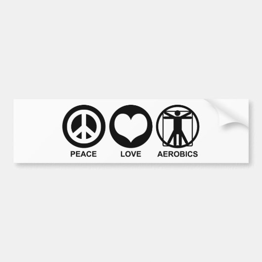 Peace Love Aerobics Bumpersticker (Voorkant)