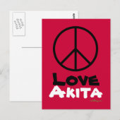 Peace Love Akita Briefkaart (Voorkant / Achterkant)