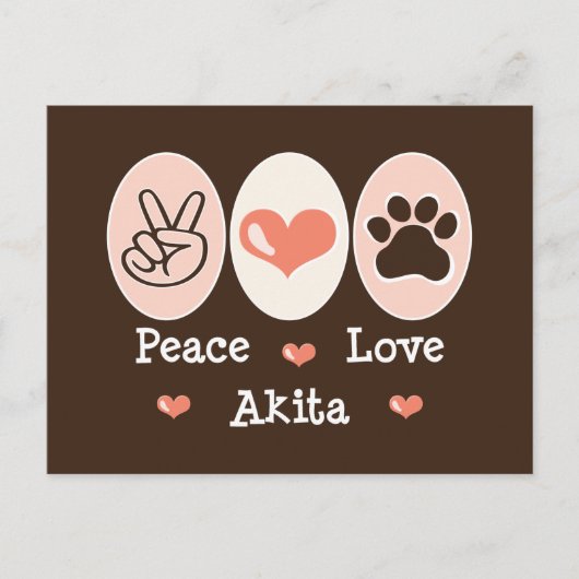 Peace Love Akita Briefkaart (Voorkant)