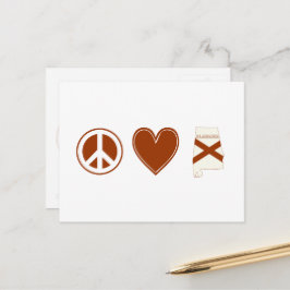 Peace Love Alabama Map Shaped State Flag Red Heart Briefkaart