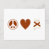 Peace Love Alabama Map Shaped State Flag Red Heart Briefkaart (Voorkant)