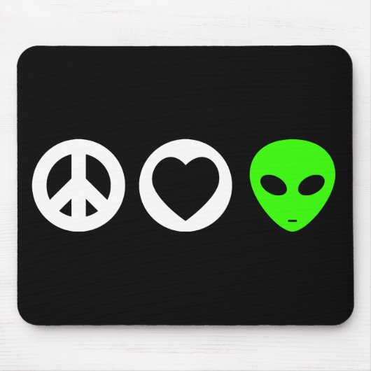 Peace Love Alien Muismat (Voorkant)