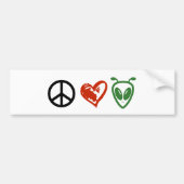 Peace Love Aliens Bumpersticker (Voorkant)