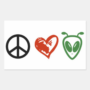 Peace Love Aliens Rechthoekige Sticker