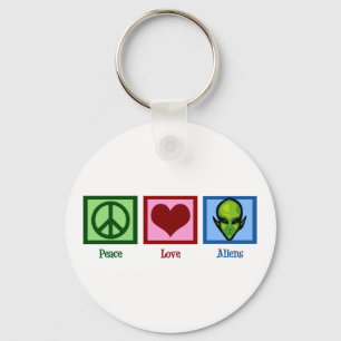 Peace Love Aliens Sleutelhanger