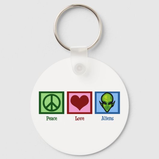 Peace Love Aliens Sleutelhanger (Voorkant)
