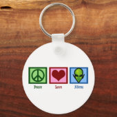 Peace Love Aliens Sleutelhanger (Voorkant)