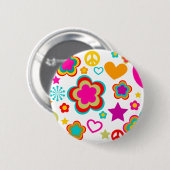 Peace Love & Alles Girly Ronde Button 5,7 Cm (Voorkant /achterkant)