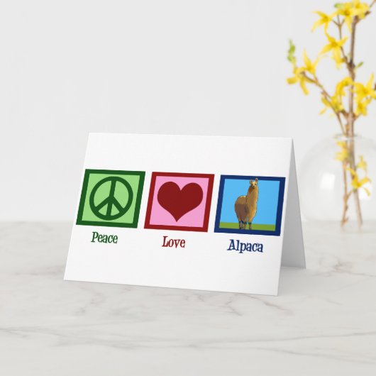 Peace Love Alpaca Kaart (Gele Bloem)