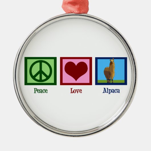 Peace Love Alpaca Metalen Ornament (Voorkant)