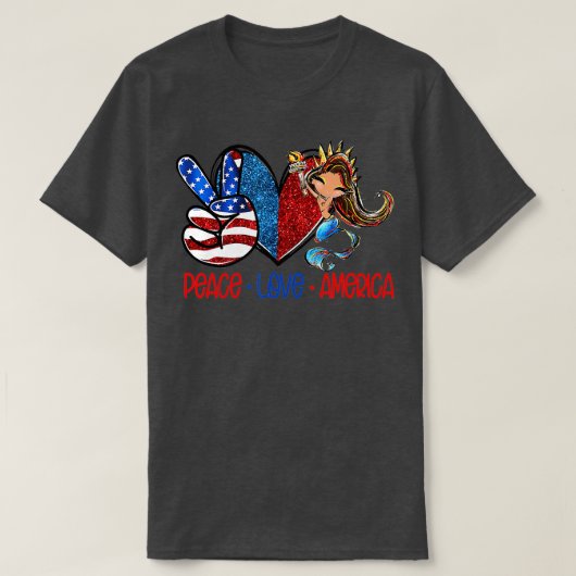 Peace Love America Amerikaanse vlag Amerikaanse Ze T-shirt (Design voorkant)