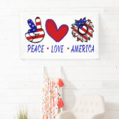 Peace Love America Patriotic Flag Heart Sunflower Spandoek (Insitu)