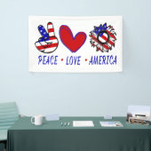 Peace Love America Patriotic Flag Heart Sunflower Spandoek (Beurs)