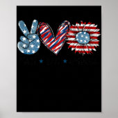 Peace Love America Sunflower USA Vlag Patriotic Poster (Voorkant)