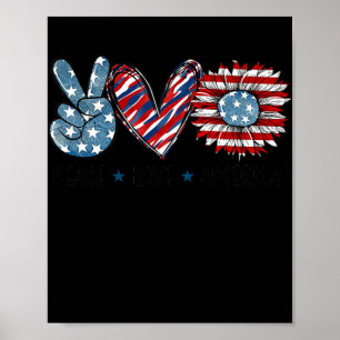 Peace Love America Sunflower USA Vlag Patriotic Poster