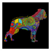 "Peace Love & American Bulldogs" Pop Art Poster (Voorkant)