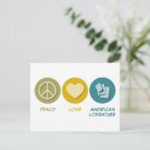 Peace Love American Literature Briefkaart (Staand voorkant)