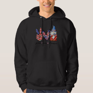 Peace Love Amerikaanse kabouters VS vlag 4th of Ju Hoodie