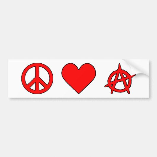 Peace Love Anarchy Bumpersticker (Voorkant)