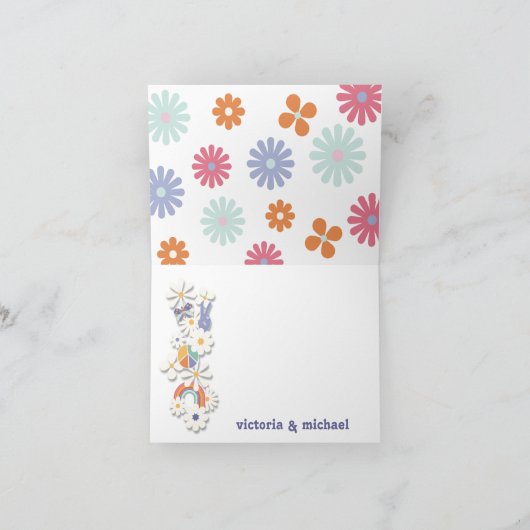 Peace Love and 1960's 1970's Dankuwel Hippie Kaart (Binnen)