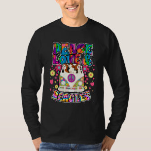 Peace Love and Beagles Hippie Beatnik Dog T-shirt