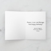 Peace, Love, and Bengay Milestone Occasion Card Kaart (Binnen)