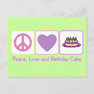 Peace, Love and Birthday Cake Briefkaart