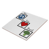 Peace Love and Broccoli Symbols Tegeltje (Zijkant)