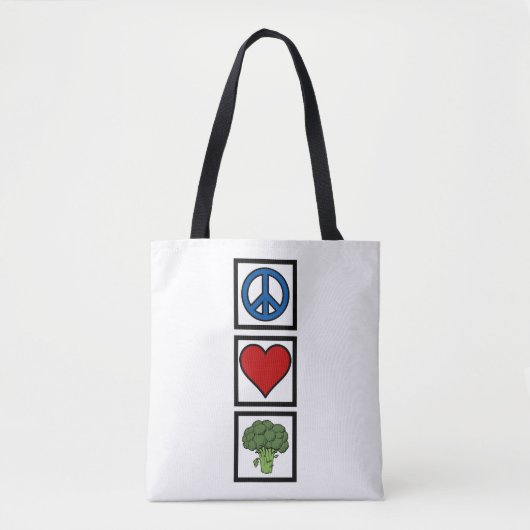 Peace Love and Broccoli Symbols Tote Bag (Voorkant)