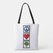 Peace Love and Broccoli Symbols Tote Bag (Achterkant)