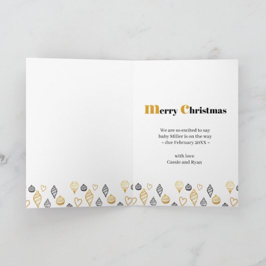 Peace Love and Bundle of Joy Black Gold Pregnancy Feestdagen Kaart (Binnen)