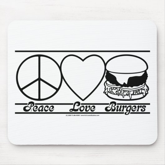 Peace Love and Burgers Muismat (Voorkant)