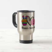 Peace Love and Cafecito Travel Mug, Coffee Reisbeker (Voorkant links)